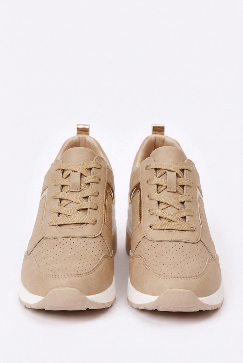 Wedge Sole Metallic Trim Orthopaedic Trainers Women