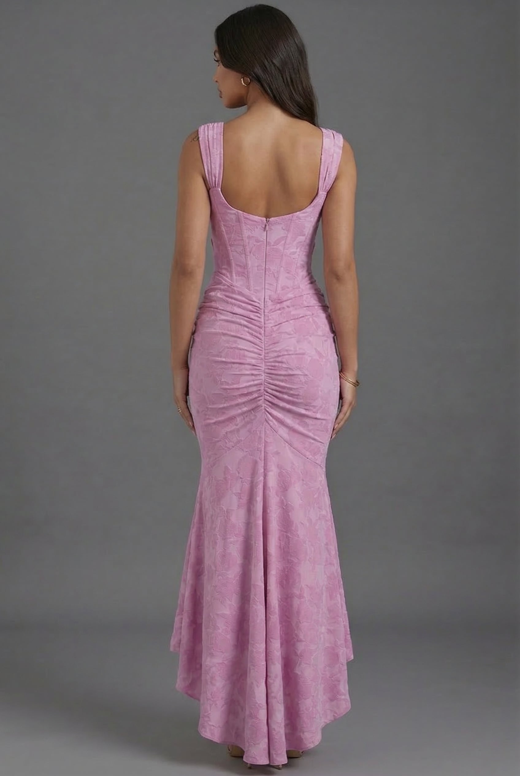 Floral Wedding Guest Corset Ruched Fishtail Dress