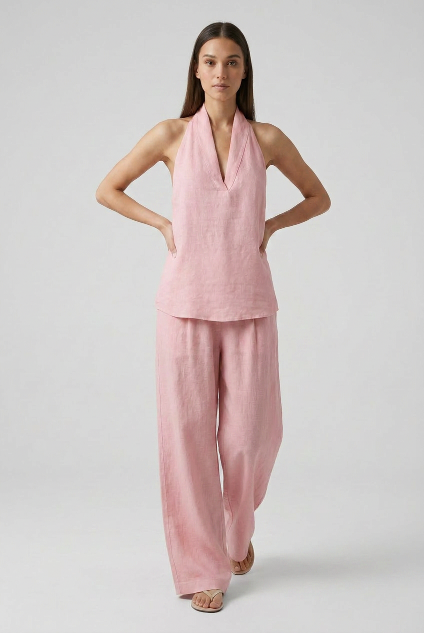 Halterneck Top Wide Leg Trouser Co-ord Set