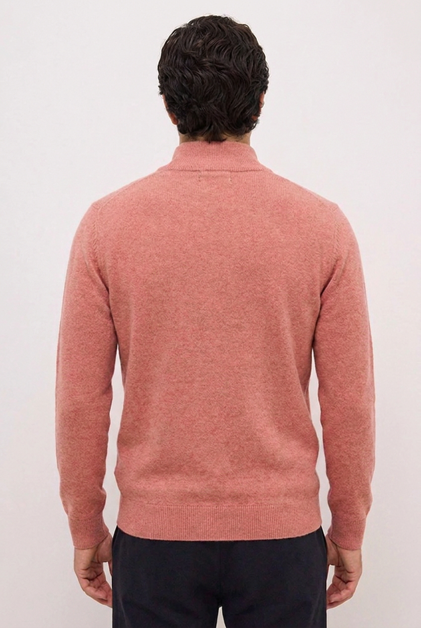 Knit Quarter Zip Ribbed Cuff Jumper Men