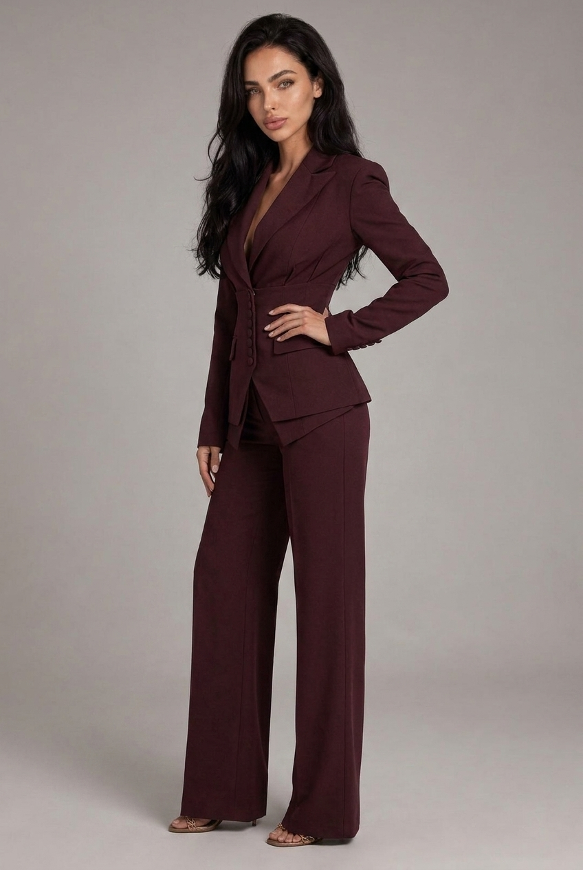 Tailored Wide Leg Comfortable Business Suit Women