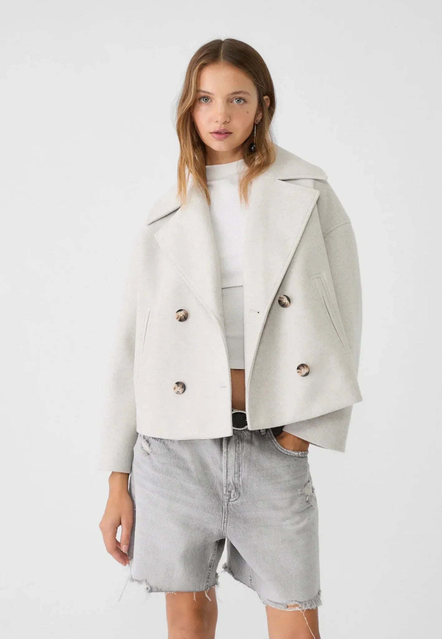 Women’s Oversized Tailored Short Trench Coat Smart Casual Style