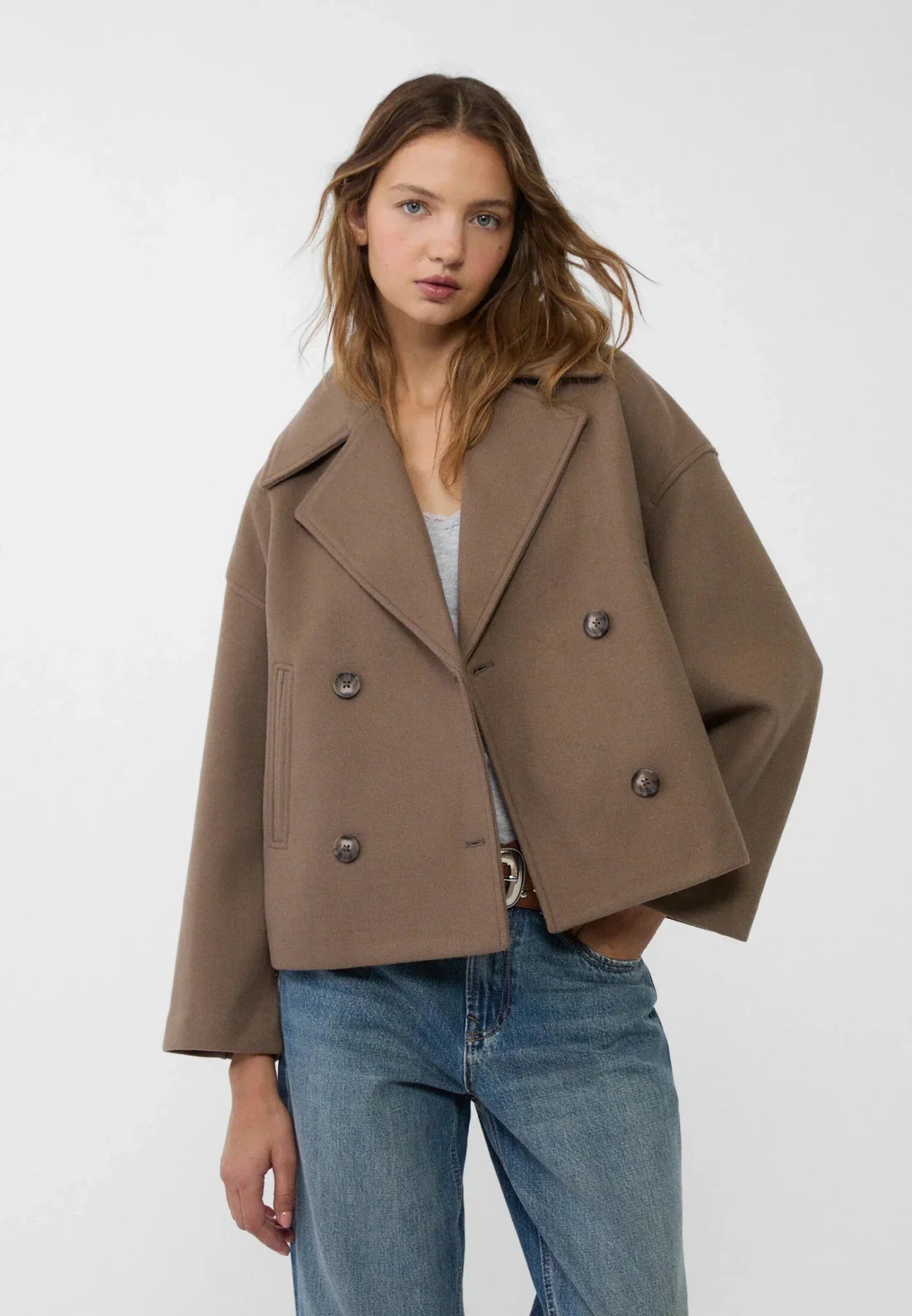 Women’s Oversized Tailored Short Trench Coat Smart Casual Style