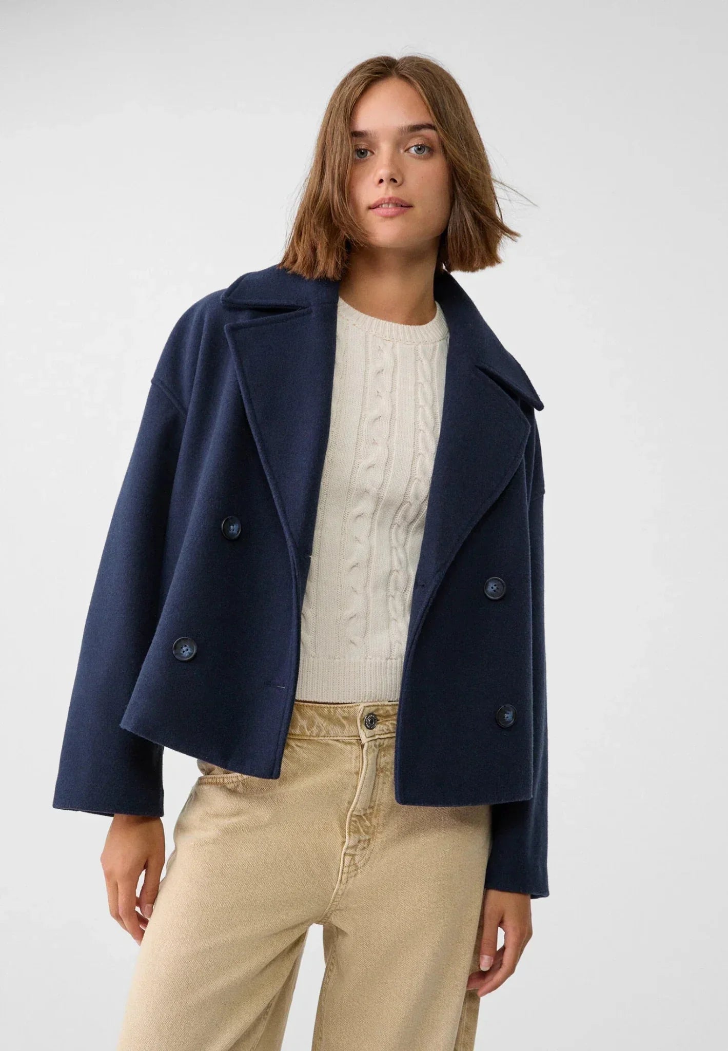 Women’s Oversized Tailored Short Trench Coat Smart Casual Style