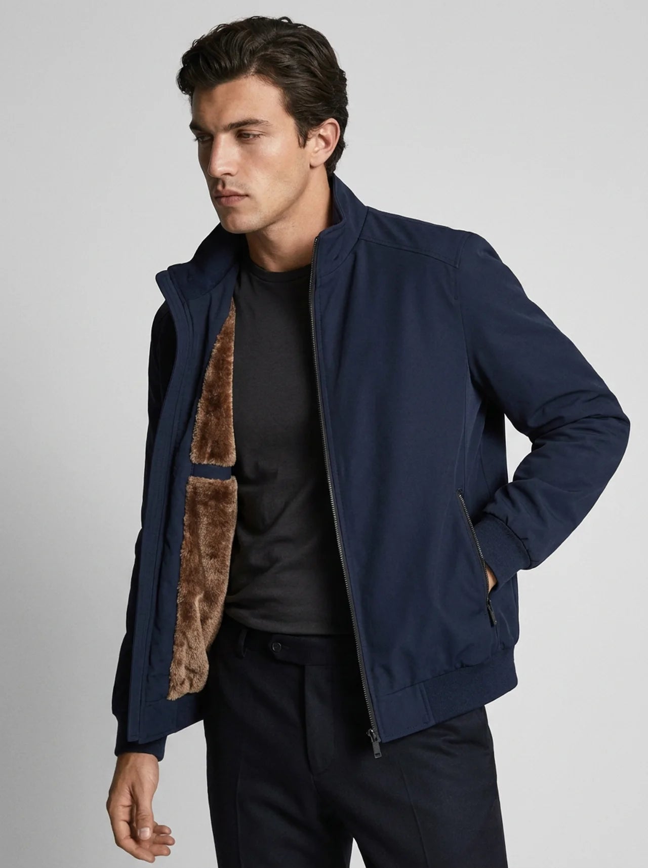 Men’s Lightweight Fleece Lining Bomber Jacket