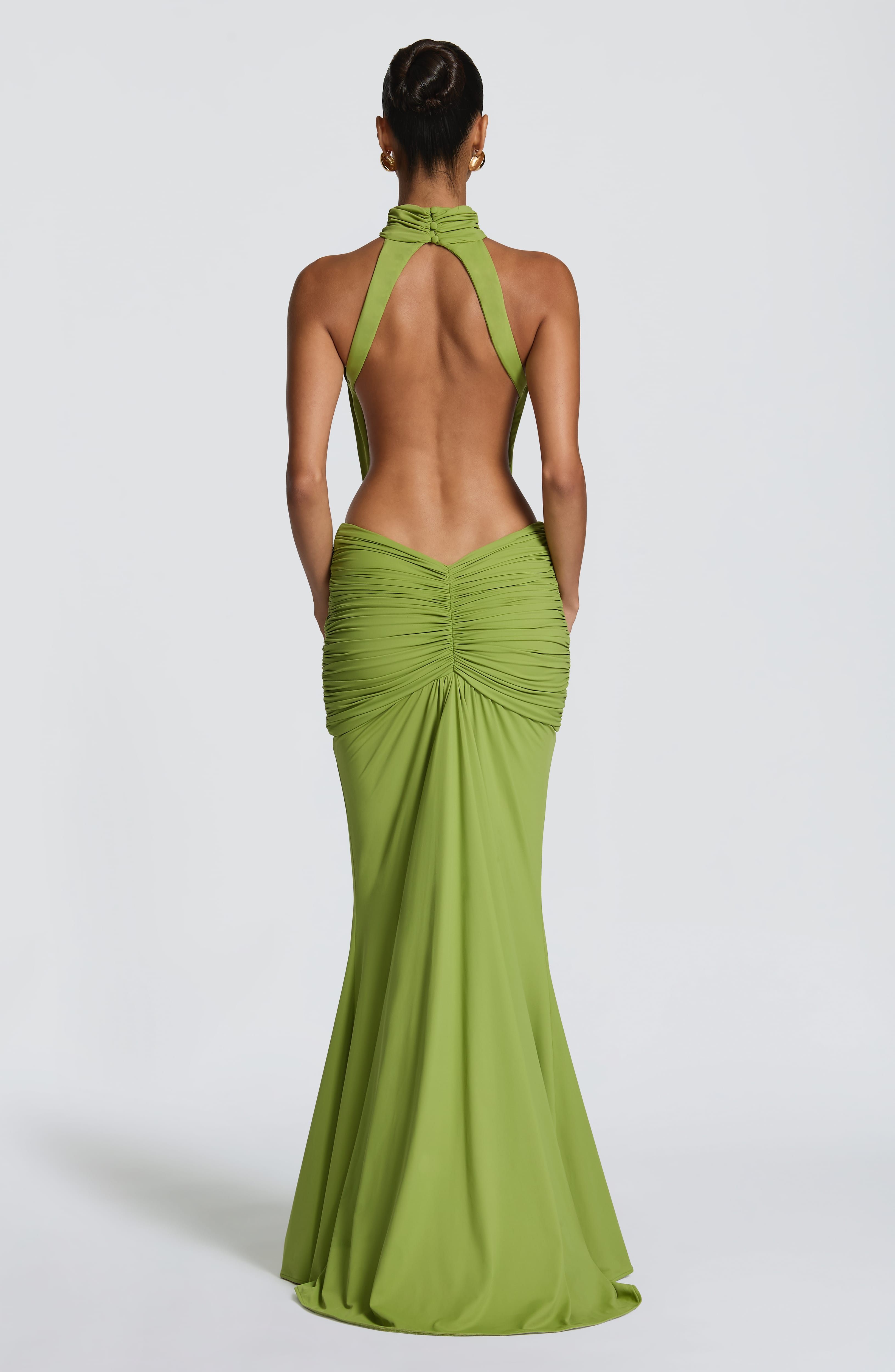 Green Halter Neck Cut Out Graduation Dress
