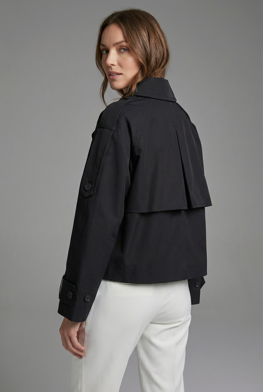 Women’s Water Repellent Cropped Trench Coat Lightweight Outerwear