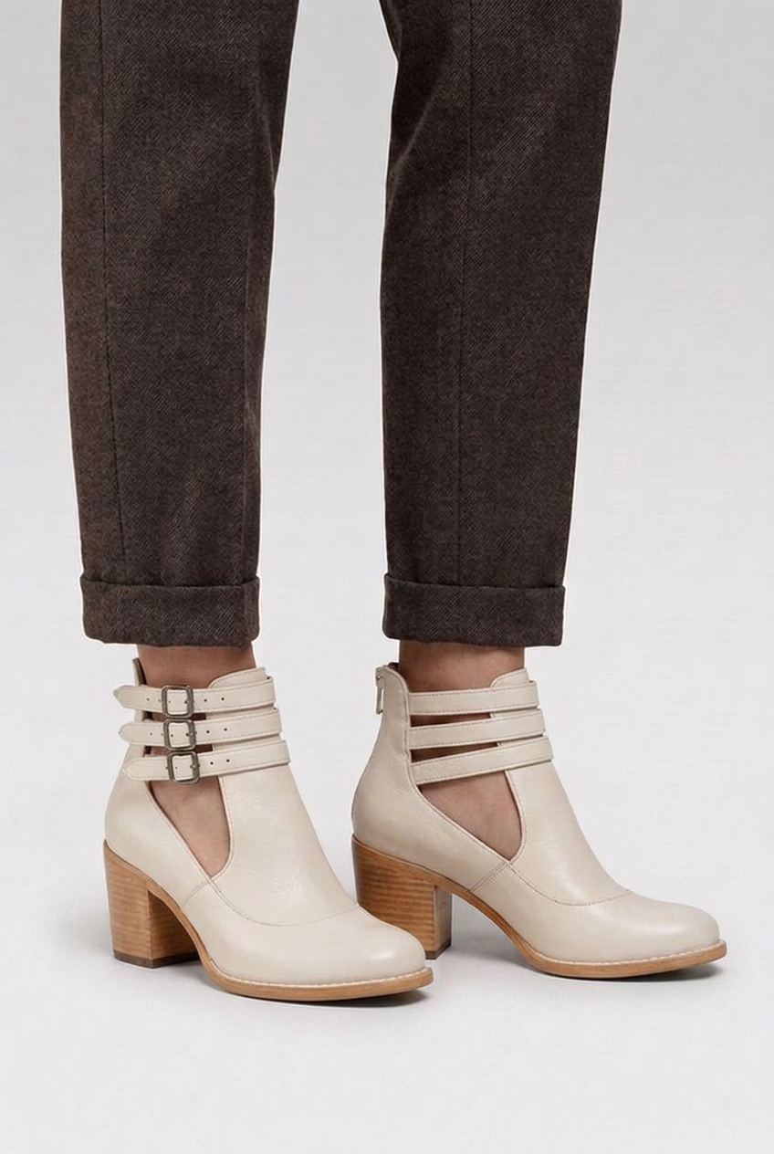 Buckle Strap Block Heel Ankle Boots Women