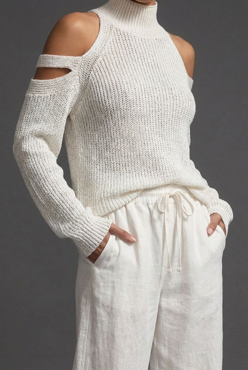 High Neck Knit Style Jumper Wide Leg Co-ord Set