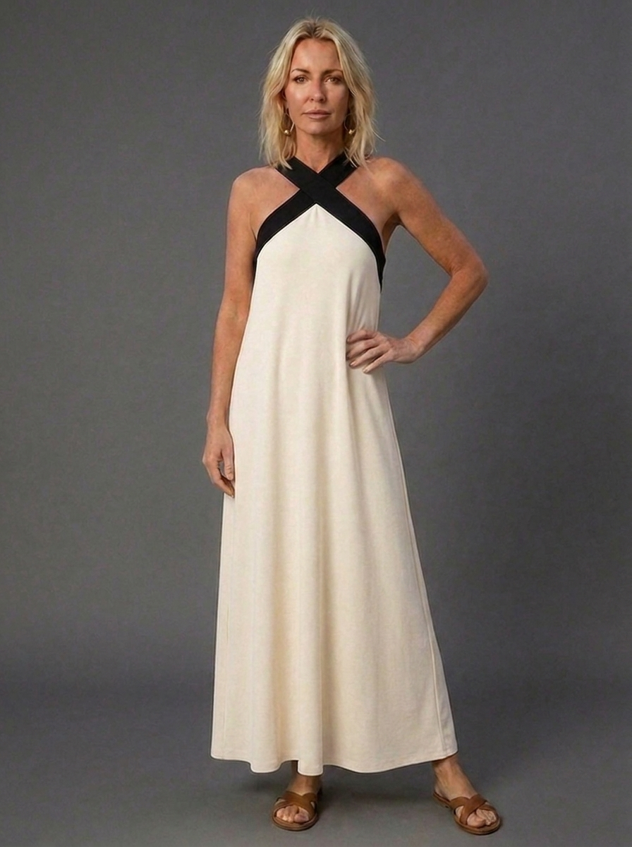 Cross Front Halterneck Sleeveless Maxi Dress Women