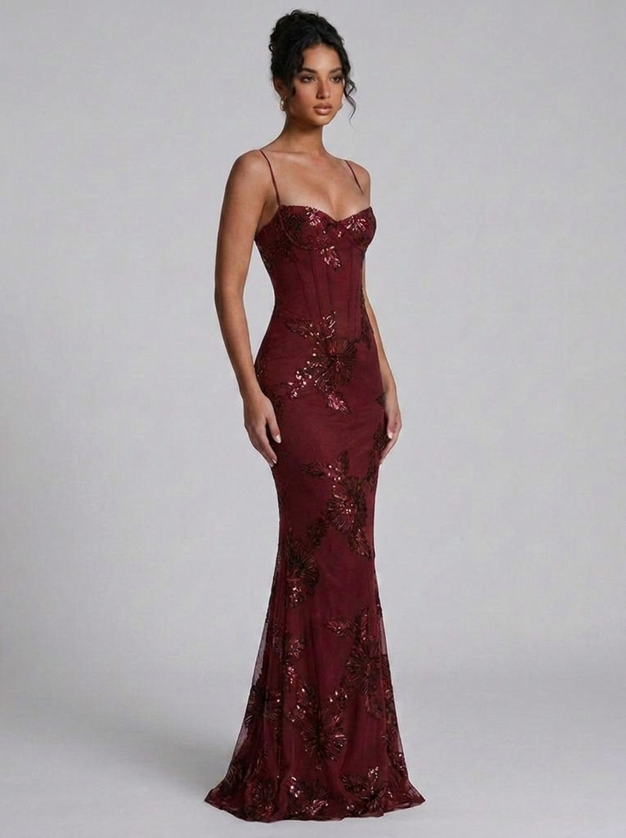 Corset Sweetheart Fishtail Prom Maxi Dress