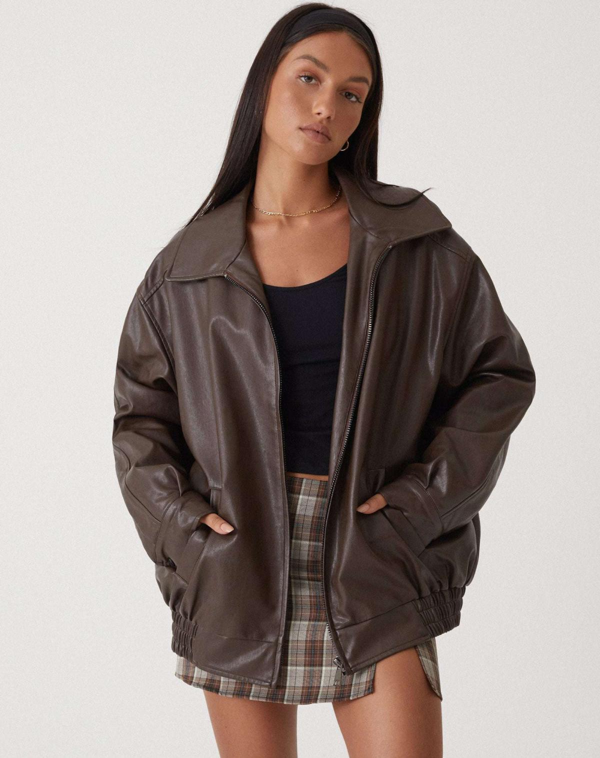 Women’s Brown Check Tailored  Blazer Jacket Casual Everyday Style